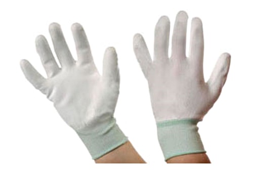 ถุงมือพียู ถุงมือโพลีเอสเตอร์ White non dipped glove bsc